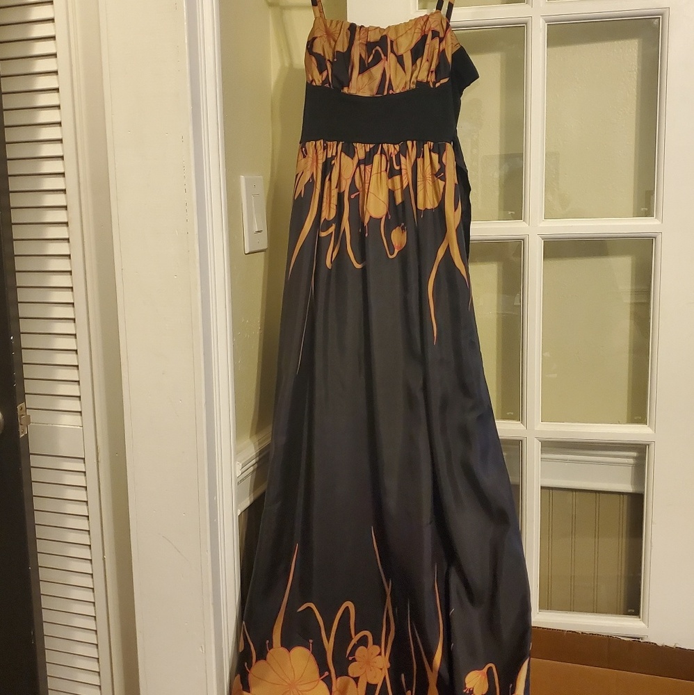 Long silk empire waist dress